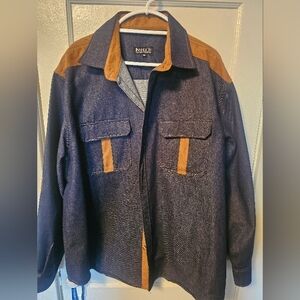 Inserch  Apparel Men's Blue Jean Brown Jacket and Jeans Outfit Jacket Size 3XL